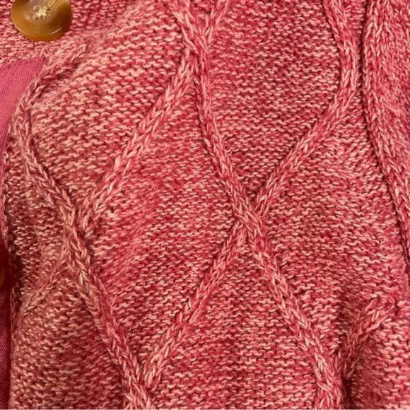 L.L Bean Cotton Cable-knit Button Cardigan Sweater Coral Medium - Picture 9 of 9